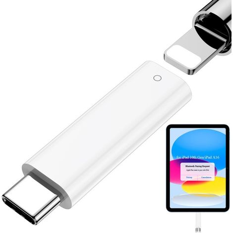 Beyamis Adaptateur de connexion Bluetooth pour chargeur iPhone Pencil, convertisseur Lightning vers TPC, blanc (1/5)
