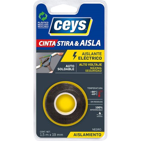 CEYS Stira & Insulate Professionelles schwarzes elektrisches Isolierband 1,5 m x 19 mm 507801