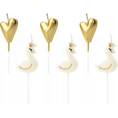 Deliziose candeline di compleanno a forma di cigno, 3,5-4 cm, confezione da 6 pezzi. (1/2)