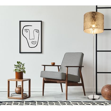 Design Stehlampe AMY mit Stoffschirm goldfarbig, Höhe 160cm (1/5)