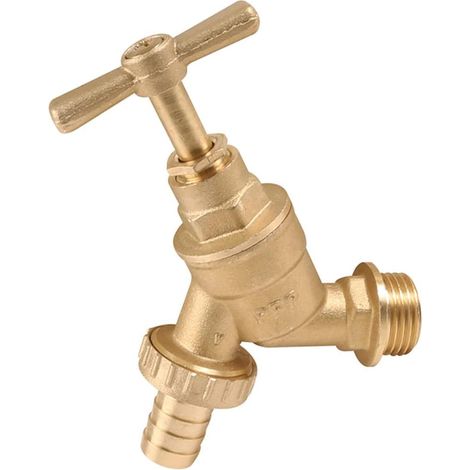 Robinet de jardin en cuivre 1,27 cm BSP avec plaque murale à compression coude, traversant le mur 15 mm (1/5)