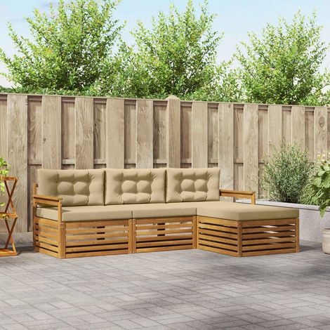 vidaXL Outdoor-Sofagarnitur Natur und Beige 249,5 x 162,5 x 73 cm (1/5)