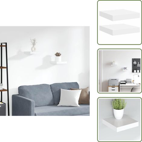 Schweberegale 2 Stk. Weiß 23x23,5x3,8 cm MDF - Schweberegale - Wandregale - Regalset - Weißes Regal - Modernes Regal (1/5)