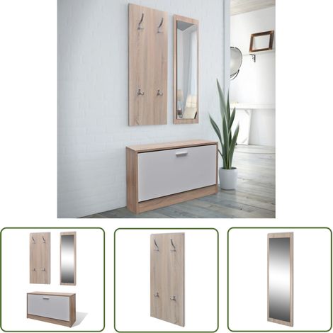 Garderoben Flur 3-in-1 Schuhschrank Schuhkipper Spiegel - Schuhschrank - Garderobe - Spiegel - Einbauschrank - Aufbewahrungsraum (1/5)