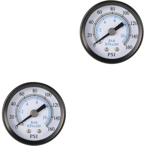 Mini manomètre basse pression à montage arrière 0,3 cm, filetage de 0,3 cm, manomètre incassable pour carburant, air, huile, eau 2pcs (1/5)