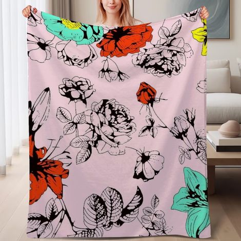 Couverture de lit en polaire, jeté doux et chaud de printemps, légère et luxueuse en microfibre de polyester, décoration intérieure cosy, cadeau pour hommes femmes,6080 pouces (1/4)