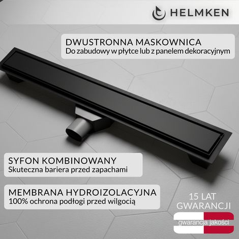 Helmken 37206802 Linienablauf, 800 x 70 mm, Mattschwarz (1/5)