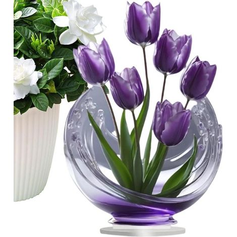 Acryl Blumenskulptur 2D Blumenstrauß Wohnzimmerdekoration Abstraktes Blumendesign 31,9 x 21,4 x 2 cm Mehrfarbig (1/5)