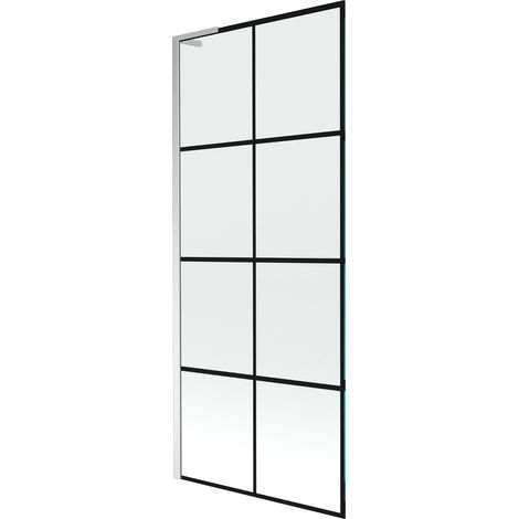 Mexen Next L Badewannenabtrennung 1-flügelig 80 x 150 cm, schwarzes Muster, Chrom - 895-080-000-03-77-01 (1/5)