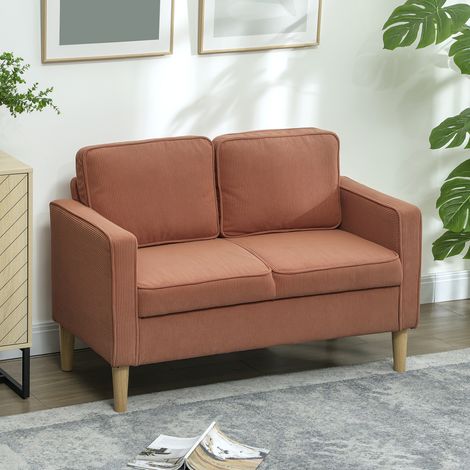 Canapé droit 2 places 117x63x79 cm en polyester Orange, avec rangement pour salon FloraGrace (1/5)