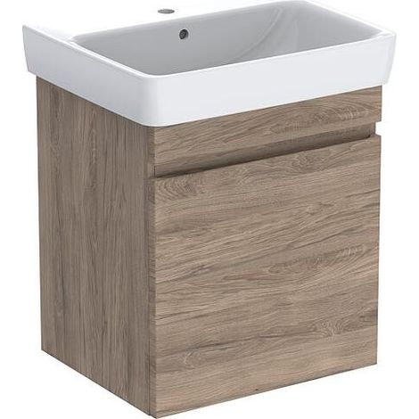 Meuble sous vasque + vasque céramique Geberit Renova Plan 550x616x440 mm Noyer hickory (1/5)