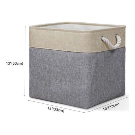 Boîtes de rangement pliables, lot de 1, paniers de rangement pour les ménages et les bureaux (beige / gris) (1/3)