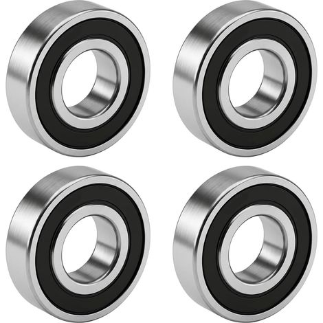 4 Pieces Ball Bearing 6204-2RS 20x47x14mm, Rigid Steel Deep Groove Ball Bearings, Double Shielded, Pre-Lubricated for Machines and Engines