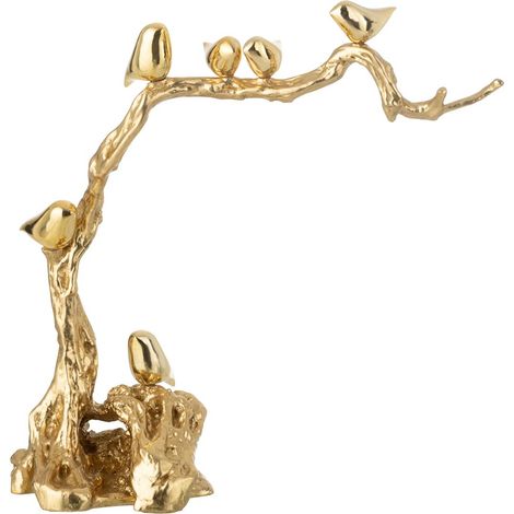 Oiseaux sur Branche en Résine "Maribel" 62cm Doré (1/2)