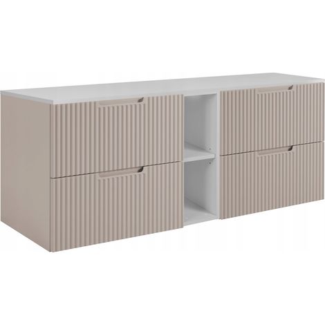 Meuble de salle de bain VENA - 140 cm - Kashmir blanc - Fronts rainurés - Soft close