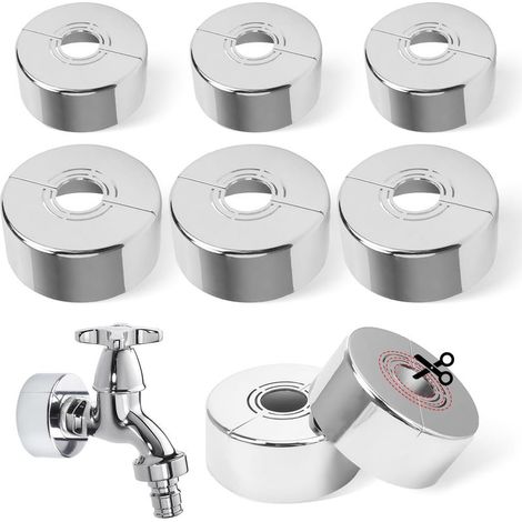 6 Pièces Rosace Mitigeur Douche Rosace Robinet Rosace Radiateur Amovible Cache Radiateur Cache Tuyau Radiateur Convient pour Diamètre de 20MM / 25MM / 32MM pour Robinets Tuyaux Tuyaux de Radiateur (1/5)