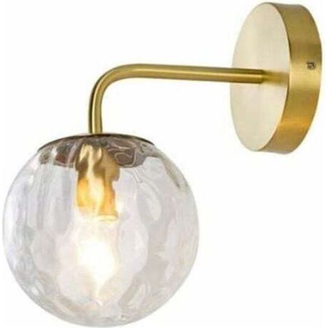 Applique murale pour salon et entrée – Applique murale moderne en verre avec abat-jour globe en métal et laiton, lampe murale simple pour salon, chambre, couloir, restaurant, bar,
