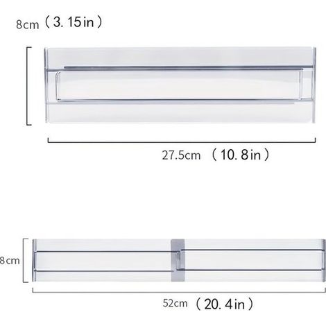 Lot de 4 séparateurs de tiroir – Transparents – Réglables – Vêtements, cuisine, bureau, maquillage – Organisation (1/4)