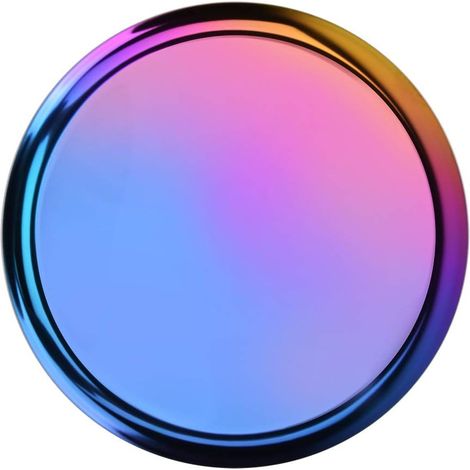 Plateau de Service en Acier Inoxydable de 28cm, Plaque Métallique Ronde Colorée en Or pour Fruits, Bonbons, Bijoux, Service à thé, Décoration de Maison, Fête (Colorful) (1/5)