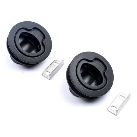 2 Pack 1/4" Round Pull Latch Catch for Boat Deck, RV, Cabinet, Drawer (Black)- (1/5)