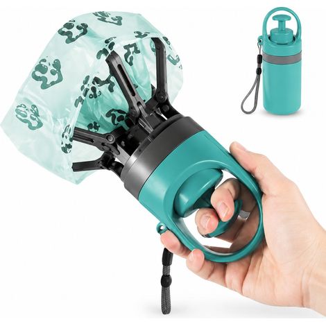 Ramasse‑crottes Portable 6 Griffes Pince Anti‑salissure Bleu‑gris Avec 1 Rouleau De Sacs Pour Chien Extérieur Jardin Terrasse Bricolage Maison (1/4)