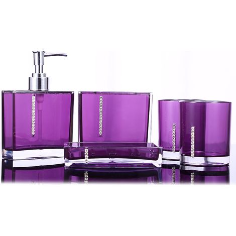 Ensemble de 5 Accessoires de Salle de Bain en Acrylique : Porte-Savon, Porte-Brosse à Dents et Récipients (1/5)