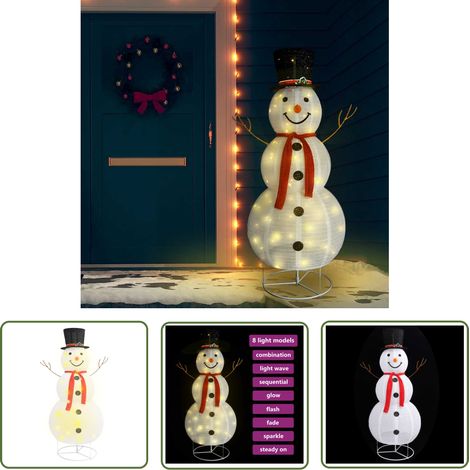 The Living Store LED-Schneemann Weihnachtsfigur Luxus-Stoff 180 cm - LED Schneemann - Weihnachtsdeko - Winterdeko - Outdoor Beleuchtung - Indoor Beleuchtung (1/5)