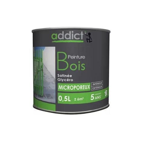 Peinture Bois Satin Rouge 0.5 Litre - Finition Satinée Rouge Durable Pour Bois - Addict