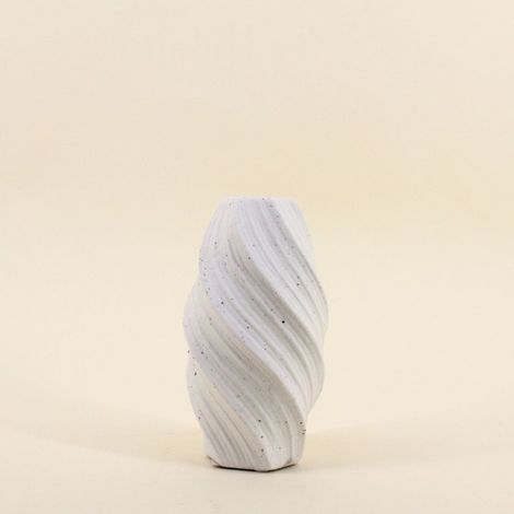Vase twist en porcelaine blanche vague, H20cm