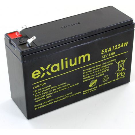 Batterie plomb 12V 6Ah EXALIUM EXA1224W F1- F2+ (1/2)
