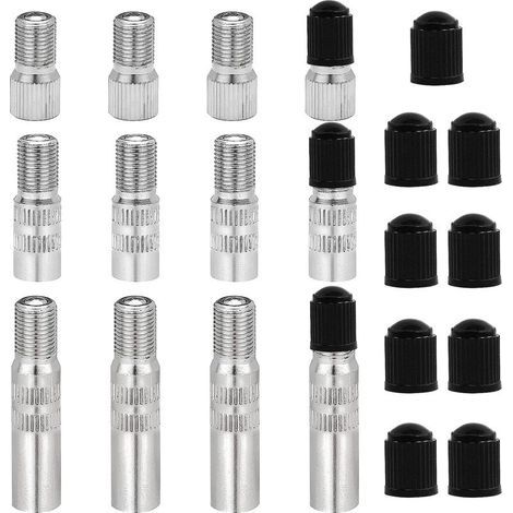 Lot de 12 extensions de valve en cuivre étamé avec bouchons de roues pour voiture, camion, caravane, van (19, 27, 39 mm) (1/5)