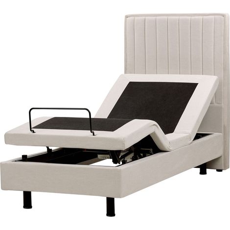 Bett verstellbar Stoff DUKE II 80 x 200 cm Hellbeige