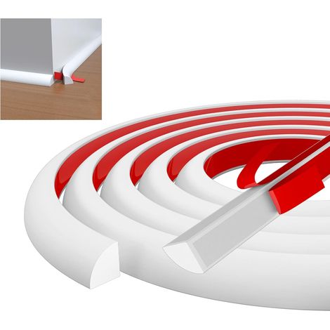 (Blanc) 2 mètres Moulure Murale, Quart de Rond Plastique, Moulure Flexible Auto Adhesive, Joint Décoratif de Baignoire en TPE (1/5)