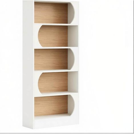 Standregal mit 5 Ebenen aus weißem MDF, 80 x 30 x 180 cm (1/5)