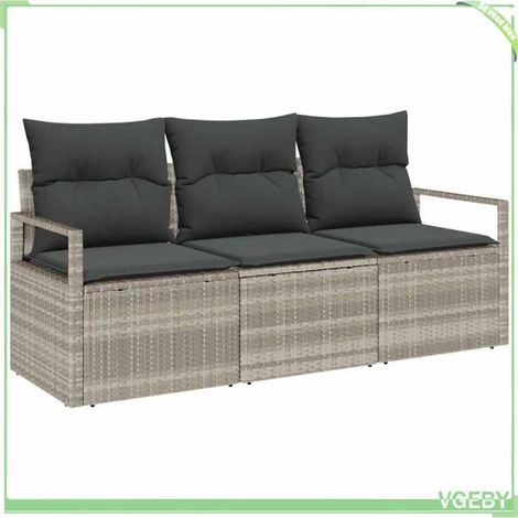 Ensemble de canapés 3 pcs - FAFEICY - Modulaire - Gris clair - Polyrotin - Extérieur (1/5)