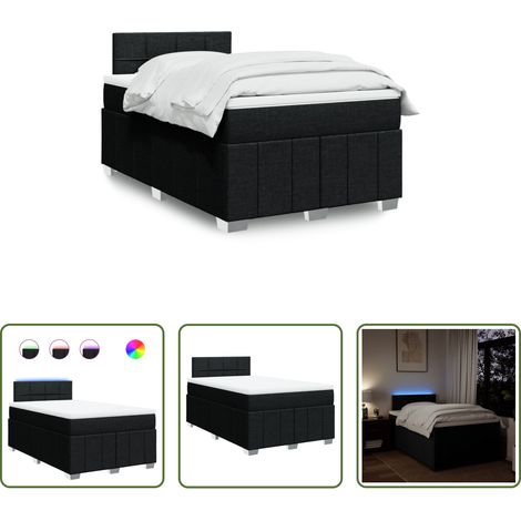 Matelas à ressorts ensachés -  Sommier à lattes de lit avec matelas noir 120x190 cm tissu (1/5)