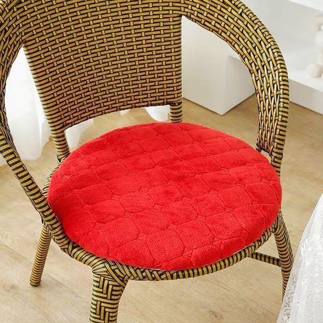 Générique Coussin Rond 45x45 CM Rouge, Velours Galette de Chaise avec Fermeture éclair, Lavables et Antidérapantes, Rond Coussins pour Chaises de Jardin Salle à Manger, Cuisine, Bureau (1/5)