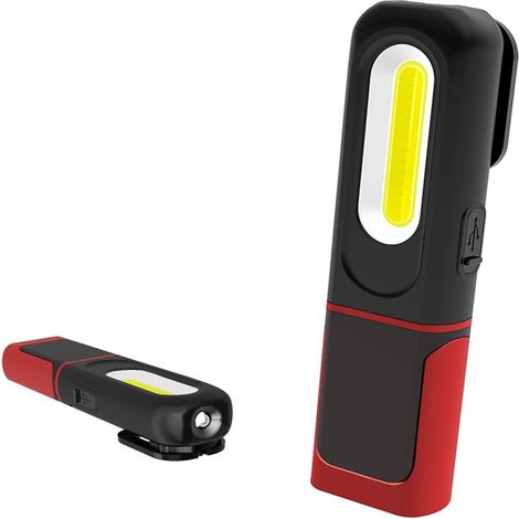 Wiederaufladbare, wasserdichte LED-Arbeitsleuchte mit drehbarem Fuß, Haken und Magnet, 7 Stunden Akkulaufzeit, USB-Kabelanschluss, 3 Beleuchtungsmodi (1/5)