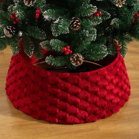 Arbre De Noël - Jupe Pour Arbre De Noël En Velours Rouge - Protection Sol Et Rangement Cadeaux - 60 x 40 cm (1/5)