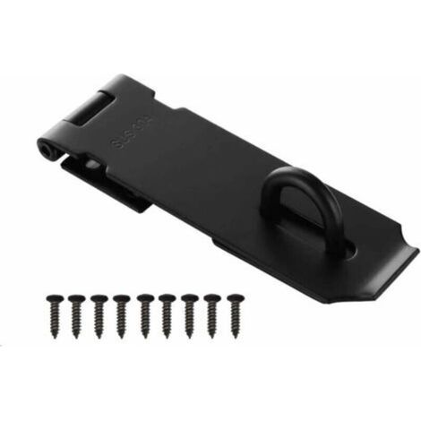 Drill Bit Box Padlock Clasp Latch Door 6 Inch, Padlock Hasp Outdoor Door Lock with Screws, Stainless Steel Door Latch for Door, Drawer, Cabinet (Black) (1/5)