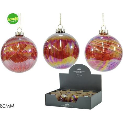 Sfera in Vetro General Trade Ø 80mm Rosso Modelli Assortiti