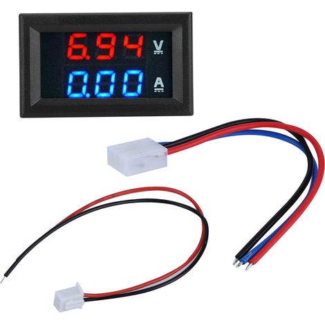 Voltmètre Ampèremètre Numérique Double Affichage LED Rouge Bleu 0-100V 0-10A Précision 1% Compact pour Batterie Voiture Moto (1/5)