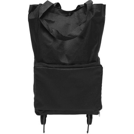 Sacs à roulettes pliables, sacs de courses pliables avec roulettes, chariot de courses pliable-48X28X18CM-Black (1/3)