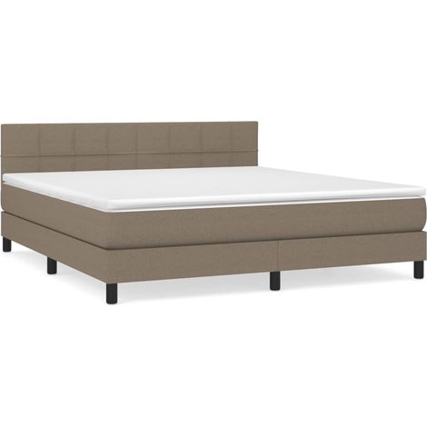 Maison Exclusive - Sommier à lattes de lit avec matelas Taupe 160x200 cm Tissu (1/5)
