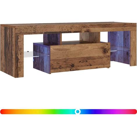 Mueble TV luces LED madera ingeniería envejecida 120x36,5x40 cm vidaXL