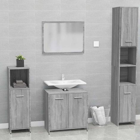 vidaXL Bathroom Furniture Set Grey Sonoma Engineered Wood (1/5)