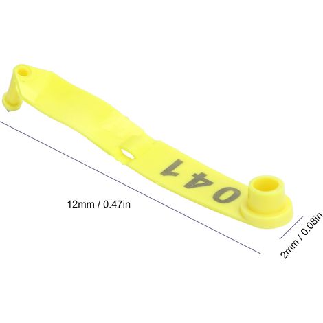 100 étiquettes d'oreille de mouton jaunes à double pliage avec numéro intégré pour l'identification animale (1/5)