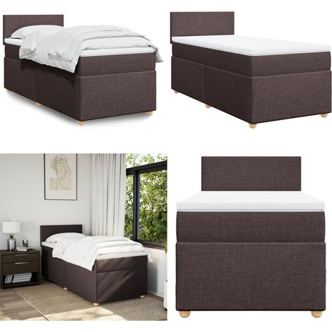 Boxspringbett mit Matratze Dunkelbraun 90x200 cm Stoff - Boxspringbett - Doppelbett - Bettenrahmen - Schlafsystem - Polsterbett - Home & Living (1/5)