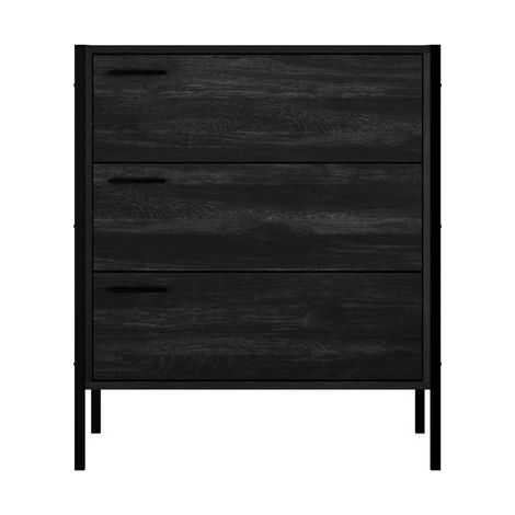 Hoxton 3 Drawer Chest - Particleboard/Metal - L40.2 x W63.8 x H78.5 cm - Black Matte