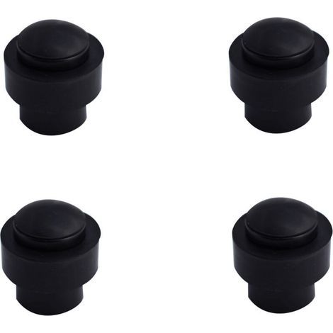 Ferma porta in alluminio nero, confezione da 4